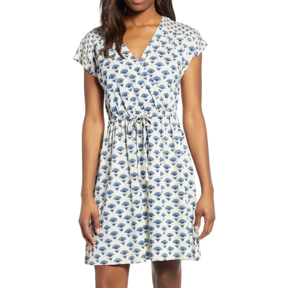 Lucky Brand Block Print Drawstring Dress XS